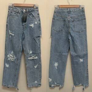 Signature8 Women's Straight Leg Jeans - Distressed Blue